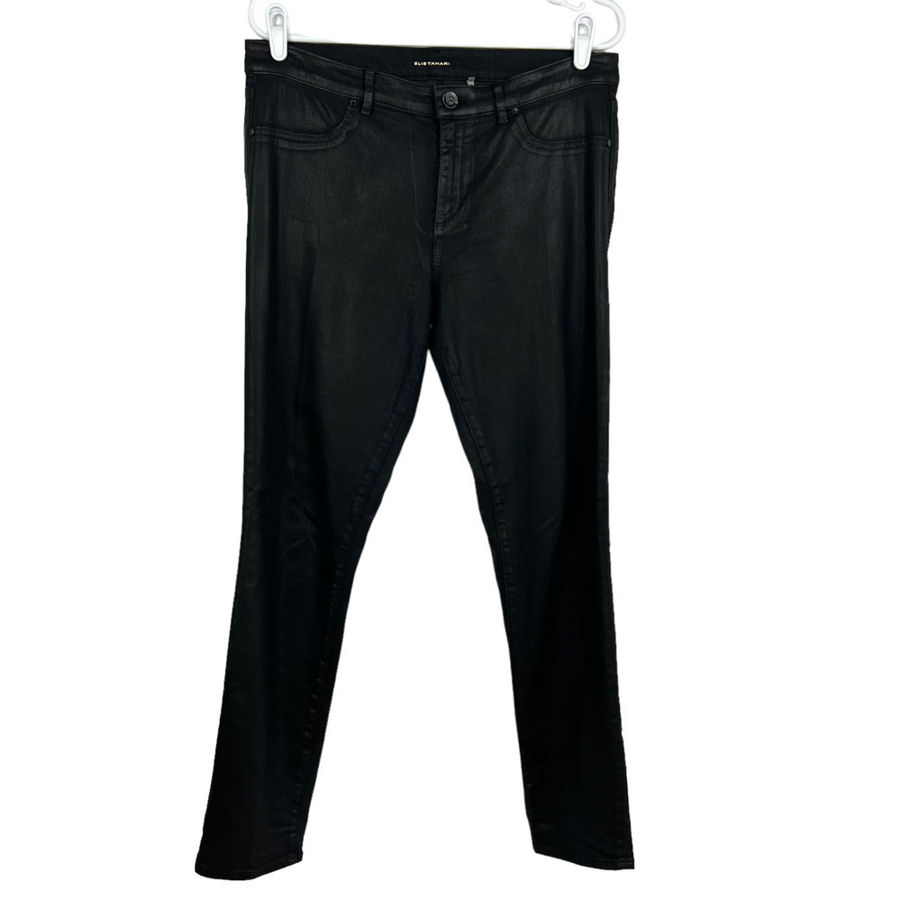ELIE Tahari Azella Skinny Waxed Coated Denim Jeans
